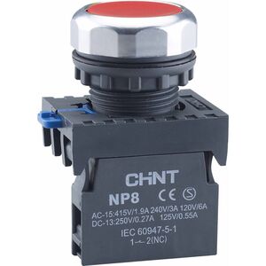Кнопка упр. NP8-11BND/4 подсветка, самовозв, красный, AC/DC 24В(LED), 1НО+1НЗ, IP65 (R)