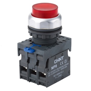 Кнопка упр. выступ., NP8-02GND/4 подсвет., самовозв., красн., AC/DC 24В(LED), 2НЗ, IP65 (R)